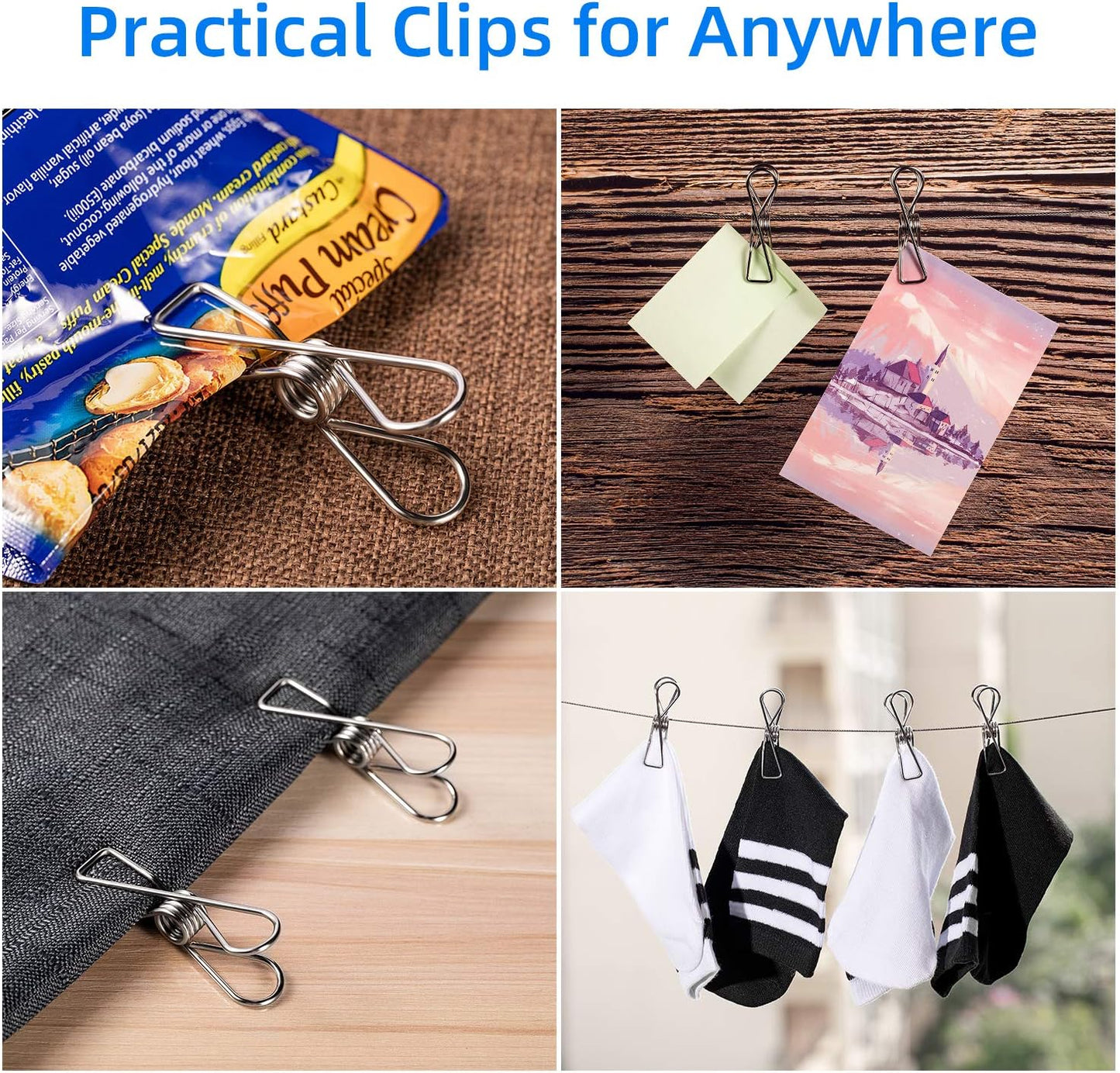 Heavy Duty Clothes Pins for Hanging Clothes, Stainless Steel Clothespins for Landry, Metal Clothes Clips, Clothes Pegs