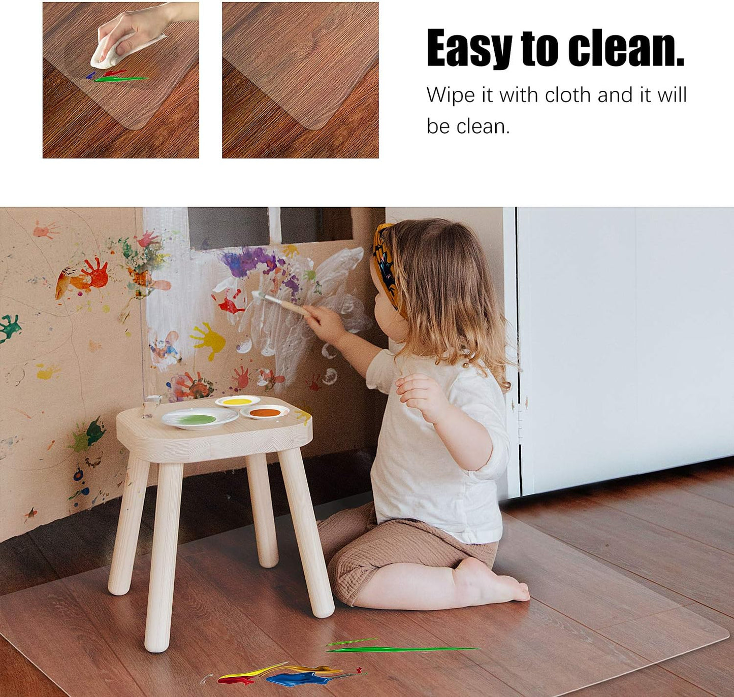 Kuyal Clear Chair Mat, Hard Floor Use, 8'×10' Transparent Office Home Floor Protector mat Chairmats (96" X 120" Rectangle)