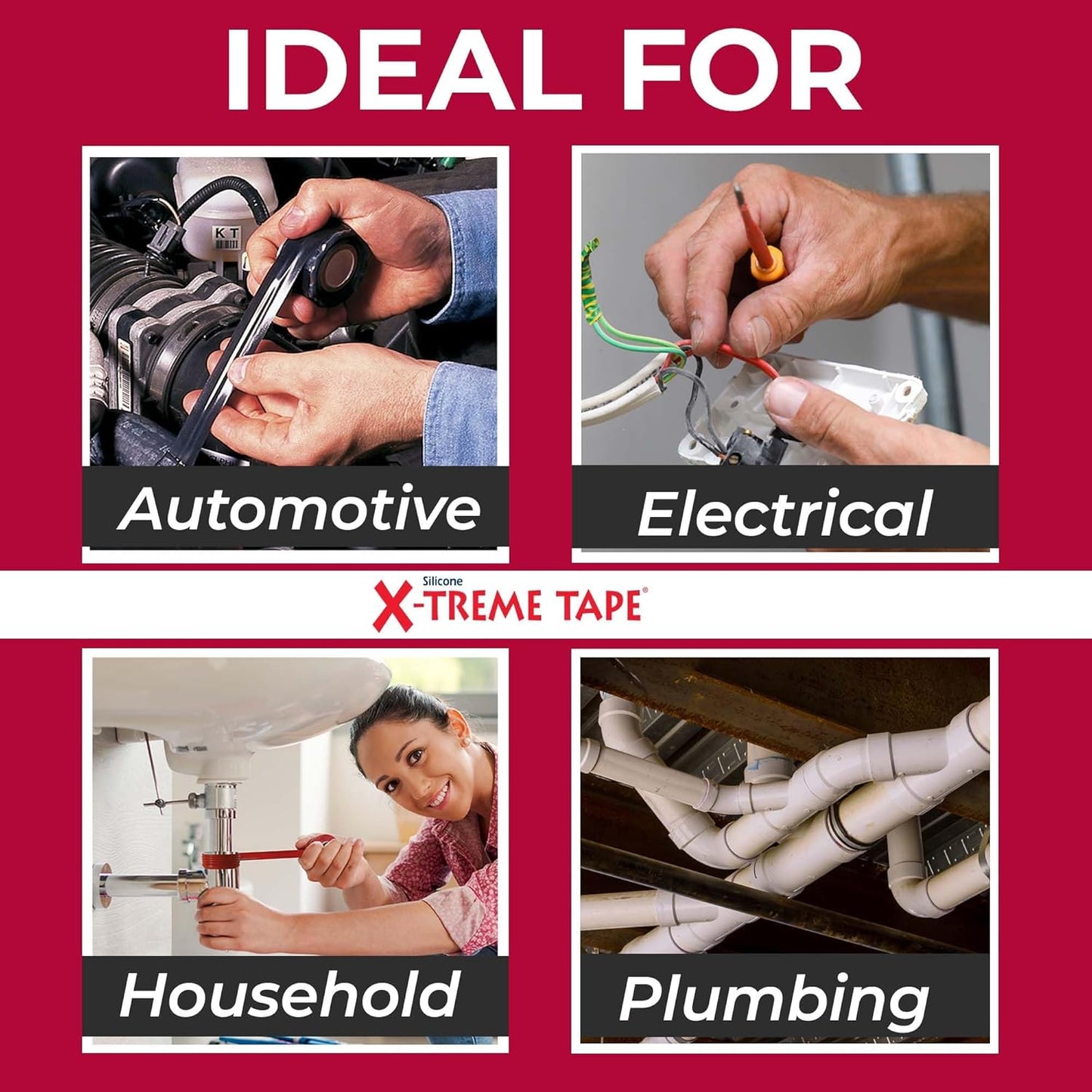 X-Treme Tape MOCAP Heavy Duty Electrical Tape, Self-Fusing Silicone Rubber, Waterproof & Insulating Flexible Tape, Electrical for Hose, Automotive, Outdoor & Repairs - 1" x 10ft Roll - Clear