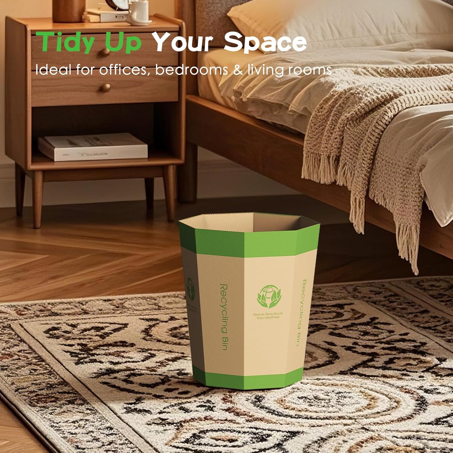 6-Pack Cardboard Trash Can – Foldable, Recyclable, Plastic-Free & Reusable Small Waste Paper Basket - Garbage Bin Perfect for Office, Bedrooms, Home, Events & Outdoor Activities (1.6 Gallon)