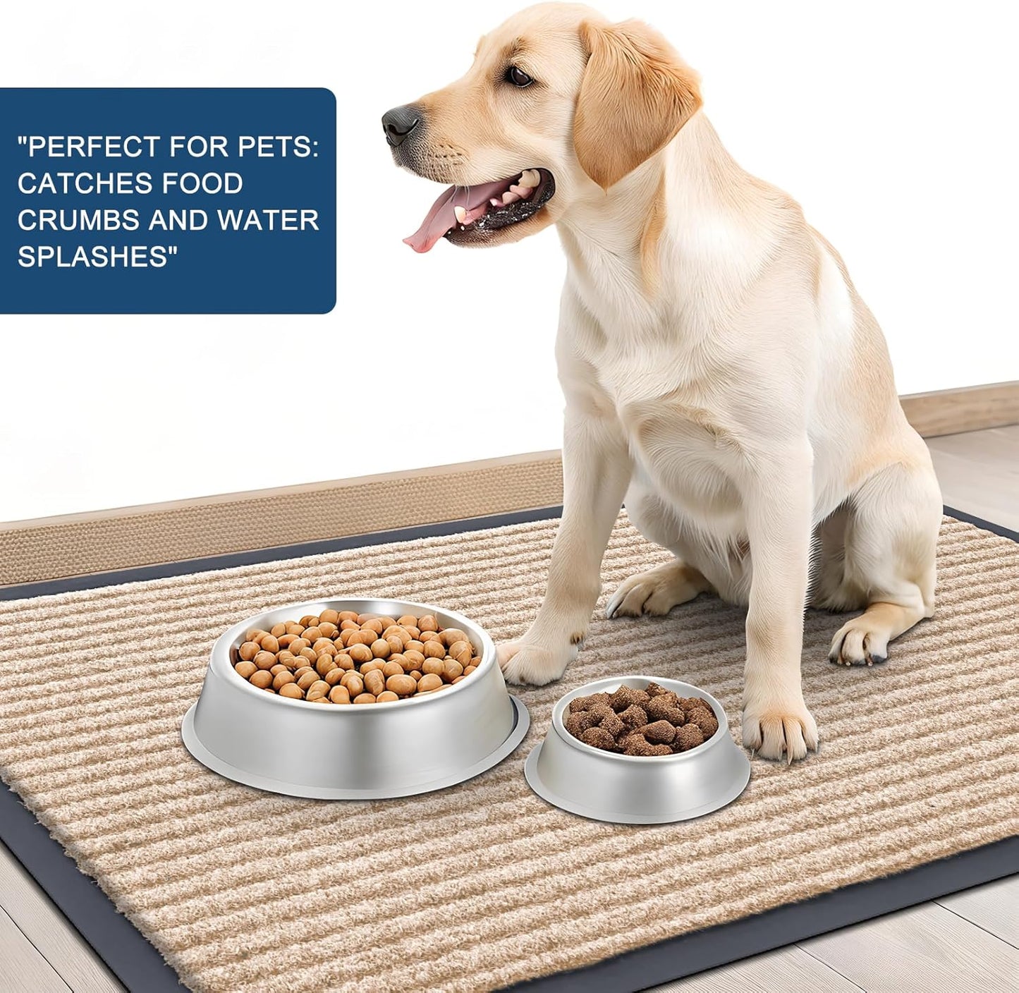 OLANLY Front Door Mat Indoor Outdoor Entrance, Waterproof Heavy Duty Doormat, Fade Resistant, Low Profile, Easy Clean Patio Porch Welcome Floor Mats for Entry, 59x20, Beige