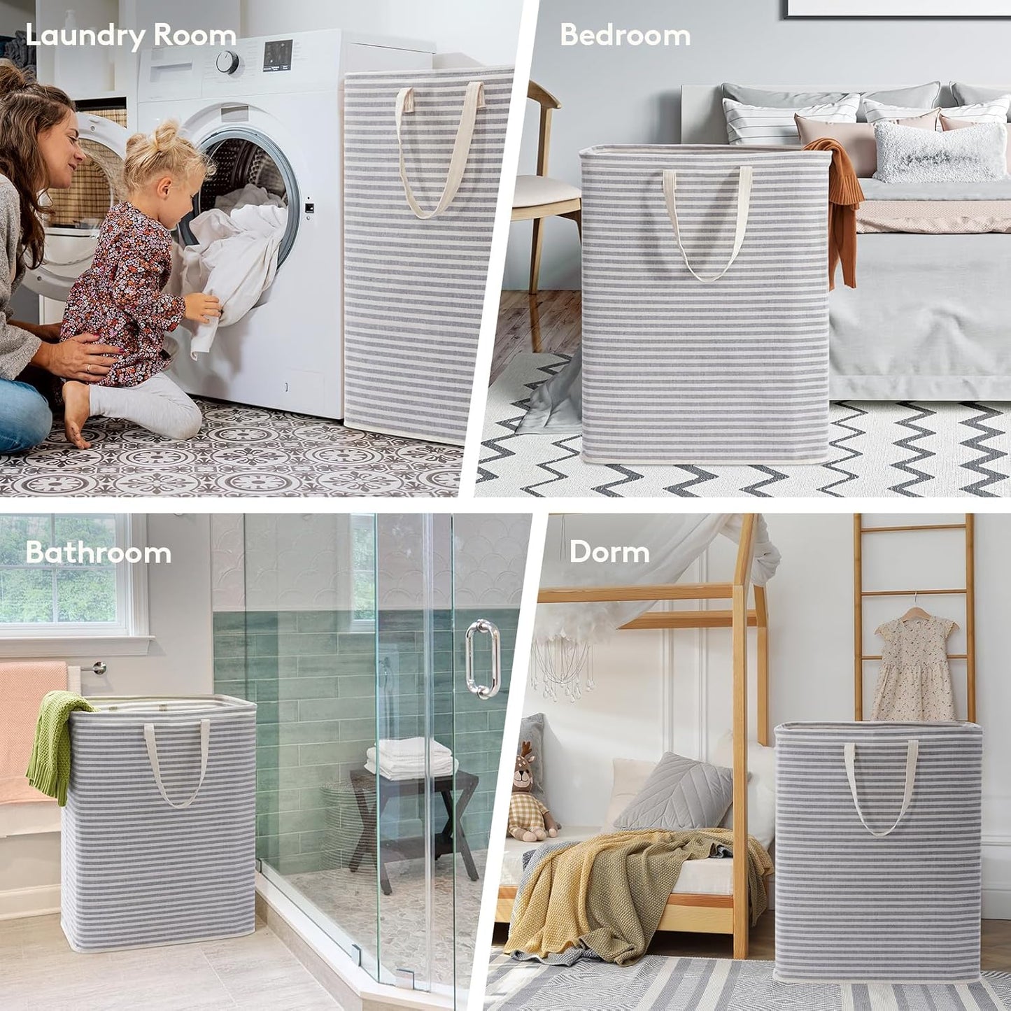 Lifewit Laundry Hamper Large Collapsible Laundry Basket, Freestanding Waterproof Clothes Hamper Storage with Easy Carry Handles for Clothes in Bedroom Bathroom College Dorm for Adults, Grey, 125L