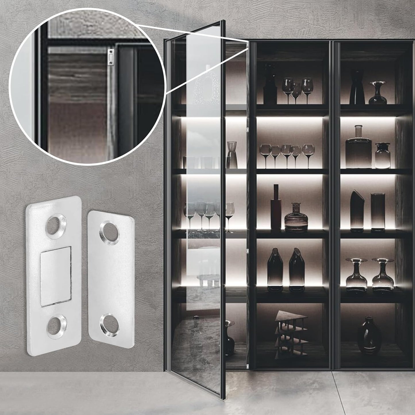 Cabinet Magnetic Catch, 20 Pack Ultra Thin Magnetic Cabinet Door Catch, Adhesive Cabinet Magnets for Kitchen Drawer Cabinet Door Closet, Concealed Strong Magnetic Cabinet Latch