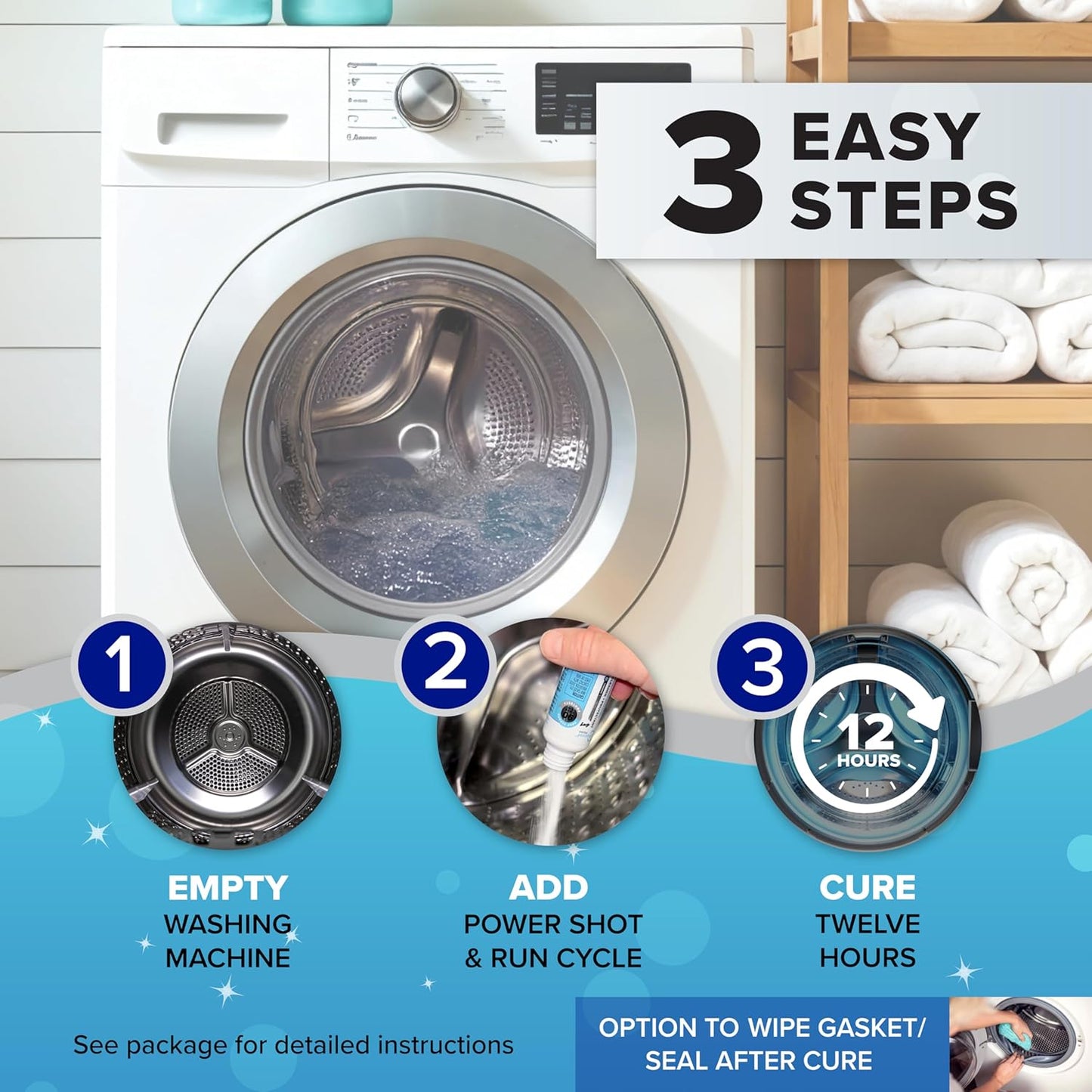 Lifeproof 4-IN-1 Washing Machine Cleaner - Up to 90 Days of Protection Against Odors & Grime (4-Pack, 1-Year Supply)