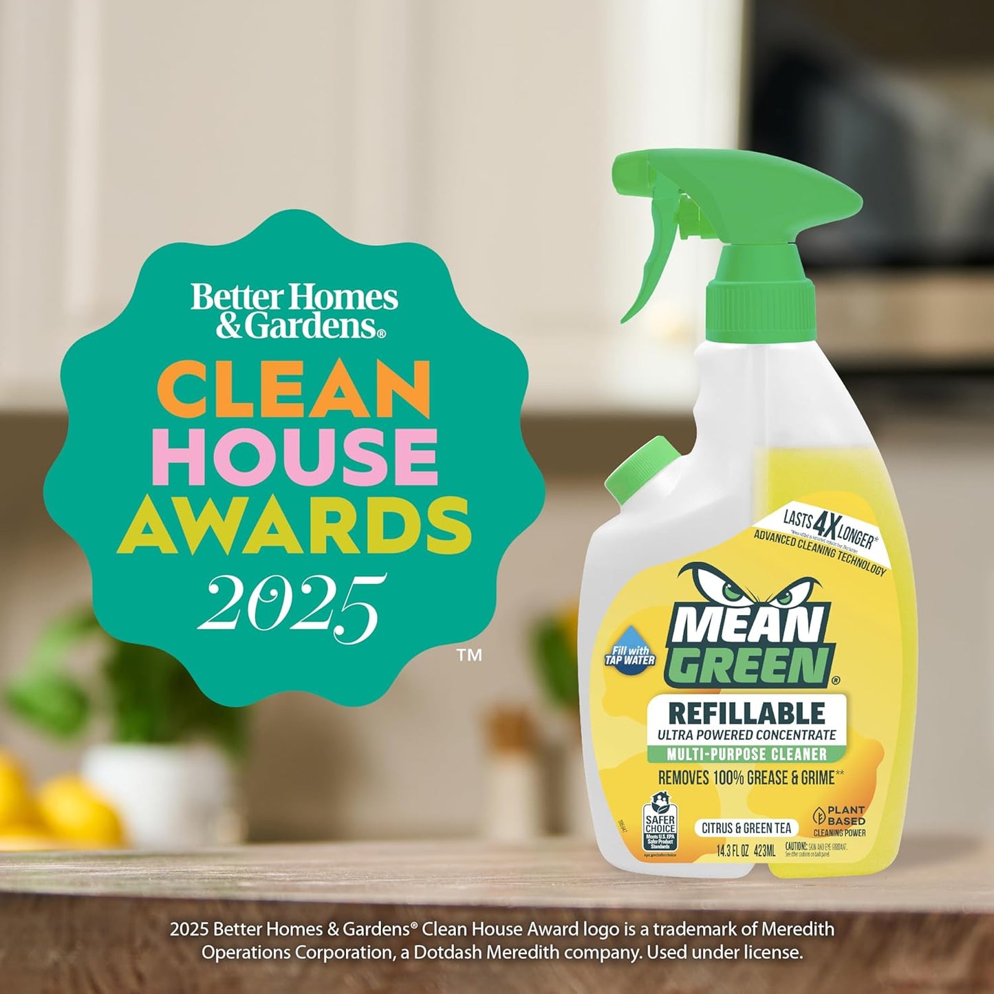 Mean Green Refillable Ultra Powered CONCENTRATE Multi-Purpose Cleaner, Citrus & Green Tea, 14.3 Ounce, 6 Pack