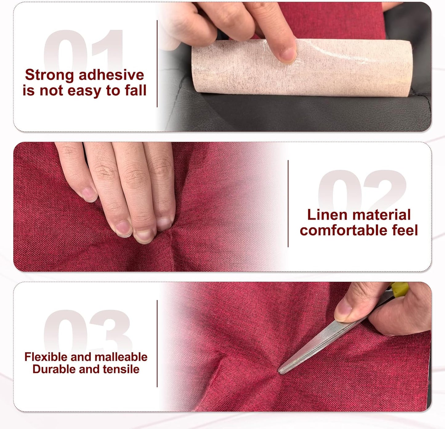 PATIKIL 70x6.2 Inch Linen Repair Tape, Repair Fabric Patch Self Adhesive Couch Patch Line Repair Patch for Furniture Sofa Car Seats Office Chairs, Dark Blue