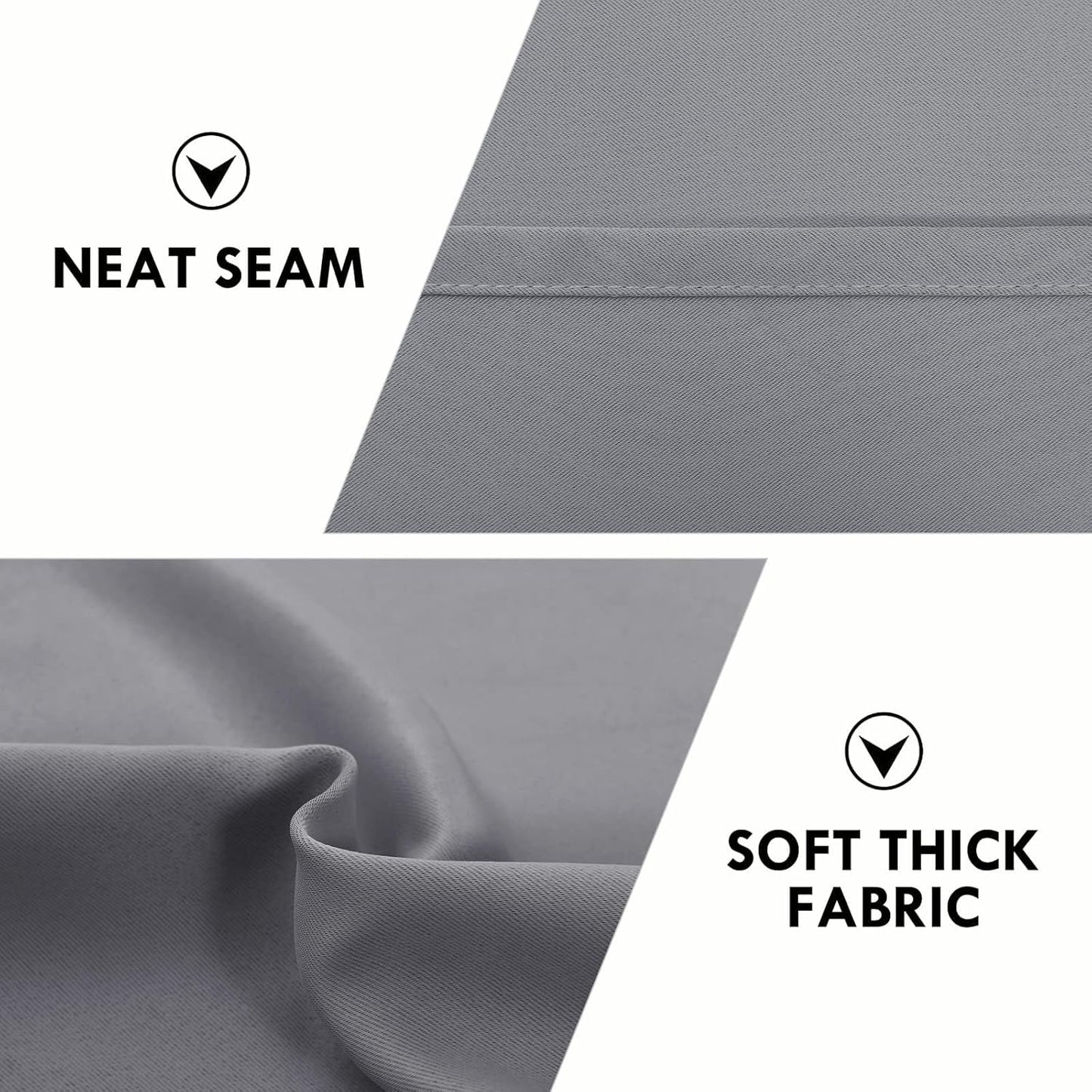 DWCN Blackout Curtains for Living Room Thermal Insulated, Energy Saving & Noise Reducing Bedroom Curtains, Grey, W 52x L 36 Inch, Set of 2 Rod Pocket Curtain Panels