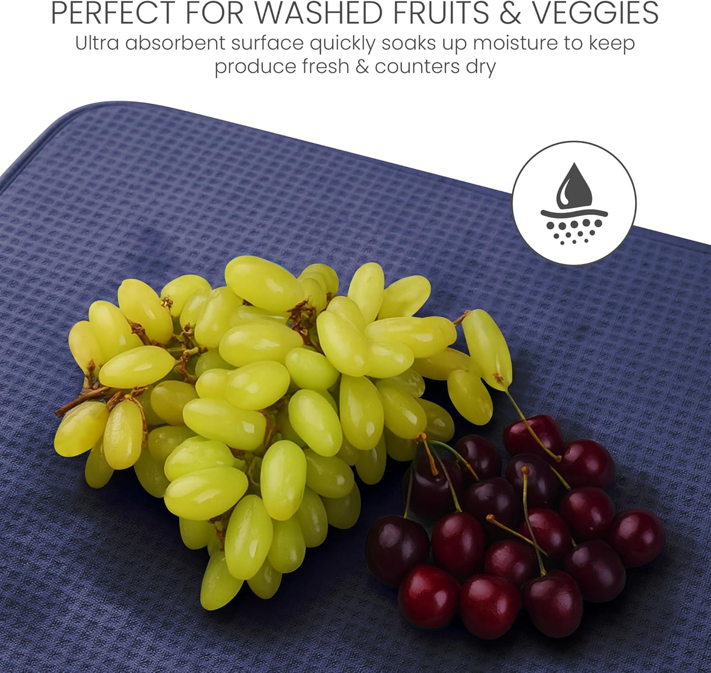 Bellemain XXL Dish Mat Microfiber Dish Drying Mat, Super absorbent (Navy, 17" x 24")