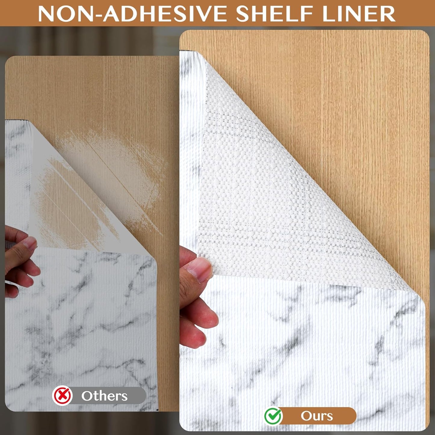 Non-Adhesive Shelf and Drawer Liner for Kitchen Cabinets, 12 in x 10FT Strong Non-Slip Cabinet Liners for Shelves, Refrigerator, Pantry Storage, Bathroom Closet, Easy to Clean, Marble
