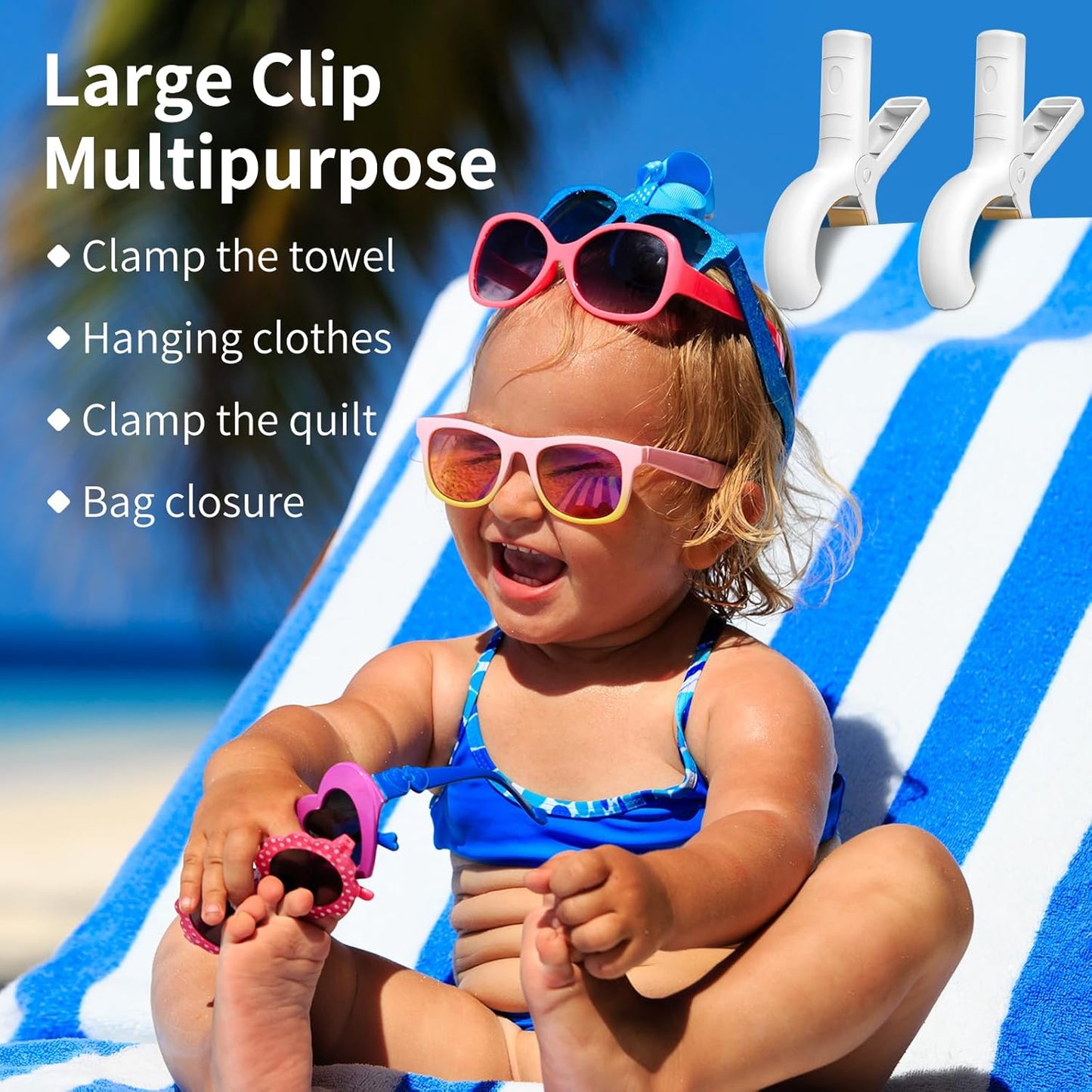 Senbowe 12 Pack Beach Towel Clips, Heavy Duty Plastic Clothes Pins, Windproof Clothes Clips to Dry on Clothesline and Hanging Rack