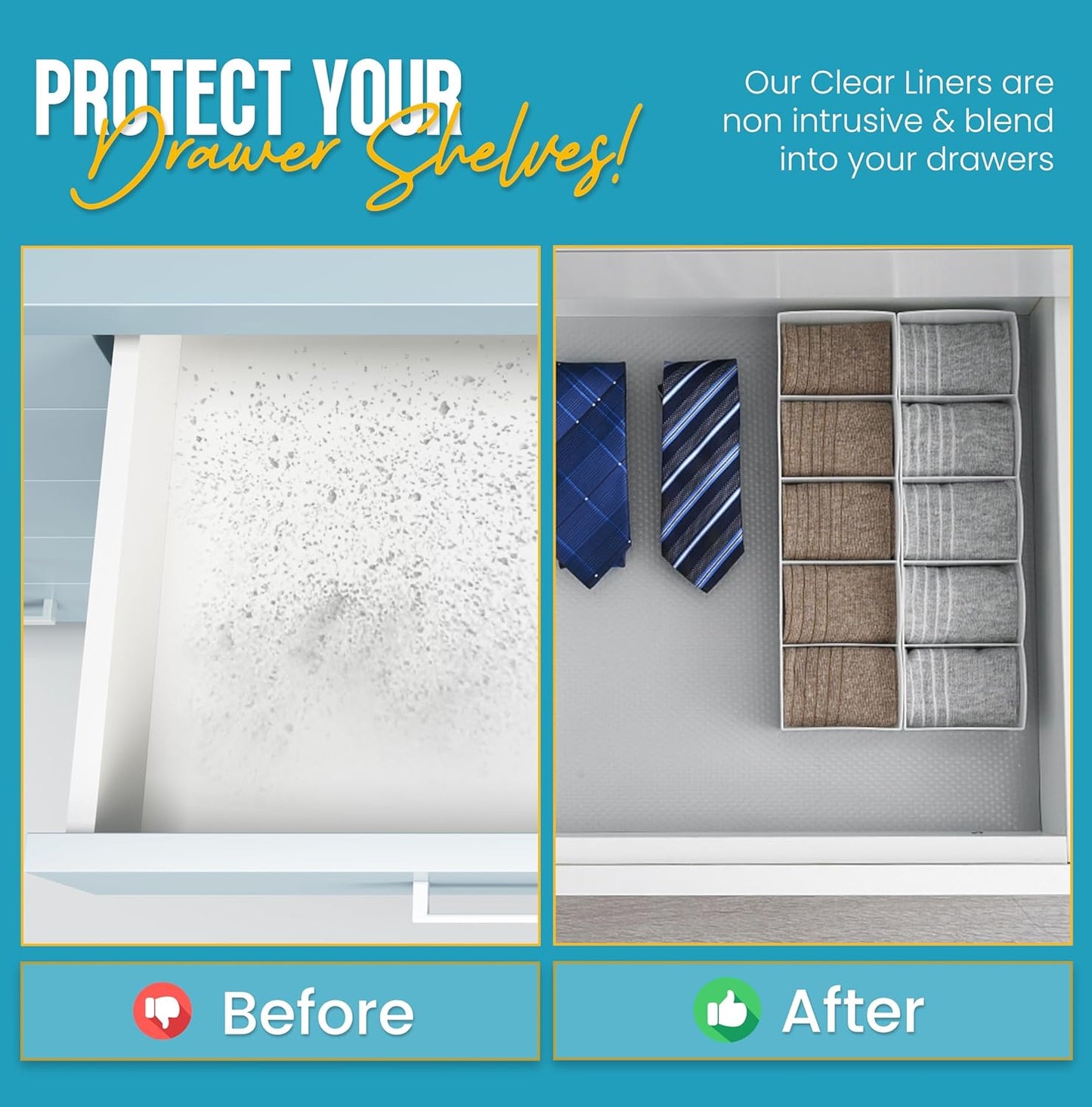 Shelf Liner Drawer Liner for Kitchen Cabinets Non-Adhesive by Linda’s Essentials (17.7 x 240 Inches) - Non-Slip Easy Clean Kitchen Cabinet and Cupboard Protector, Waterproof Mat, Clear Roll