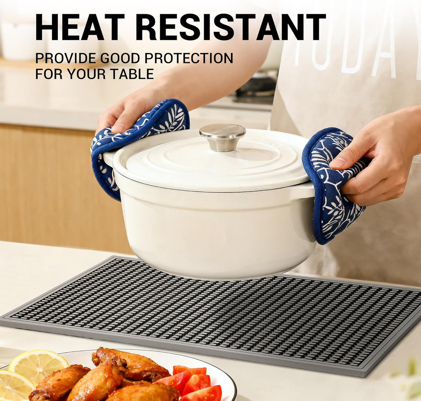 dish drying mat - 18" x 12" Grey silicone drying mat , kitchen counter dish drying mats,rubber dish drying mat, Applies to bar mat、coffee mat