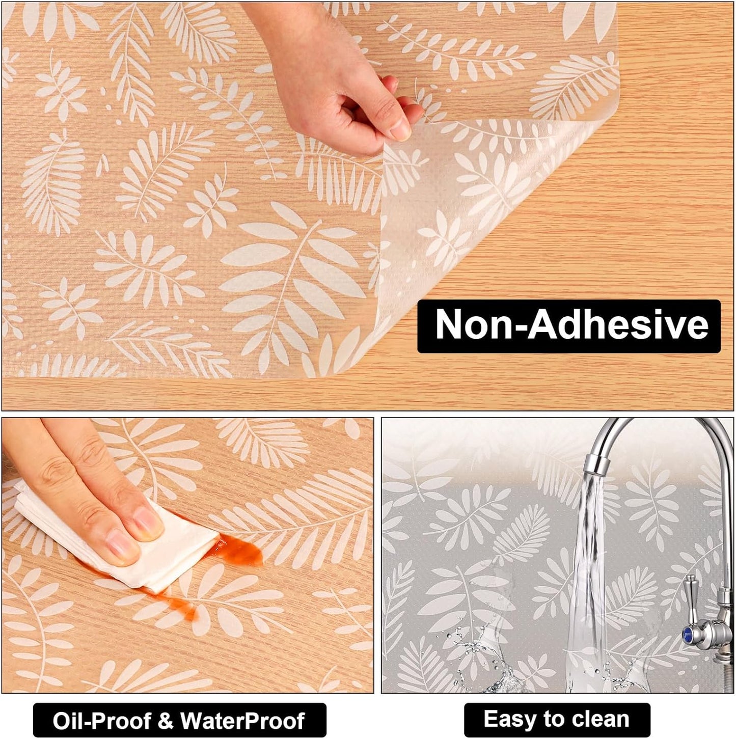 Cooyes Shelf and Drawer Liners for Kitchen Cabinets, Non Adhesive Cabinet Liner, EVA Waterproof Durable Non-Slip Drawer Mats for Shelves, Refrigerator, Storage, Desks