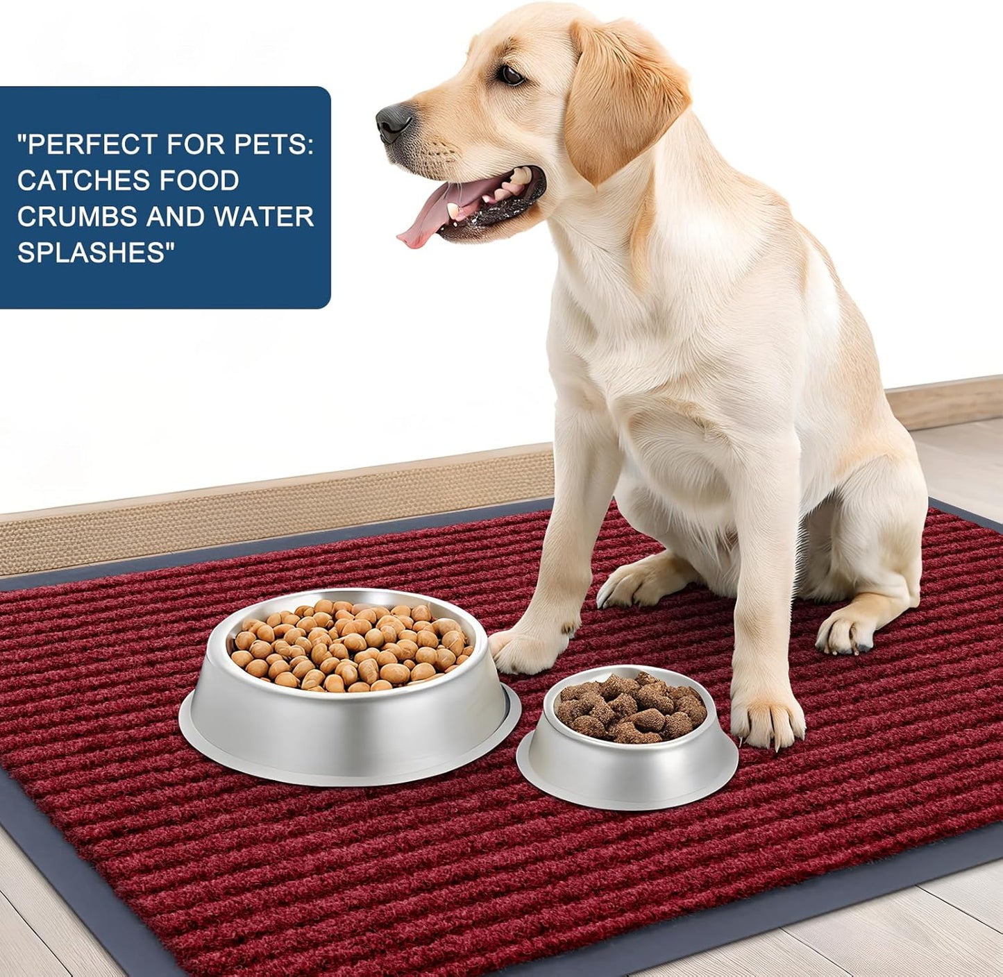 OLANLY Front Door Mat Indoor Outdoor Entrance, Waterproof Heavy Duty Doormat, Fade Resistant, Low Profile, Easy Clean Patio Porch Welcome Floor Mats for Entry, 47x24, Wine Red