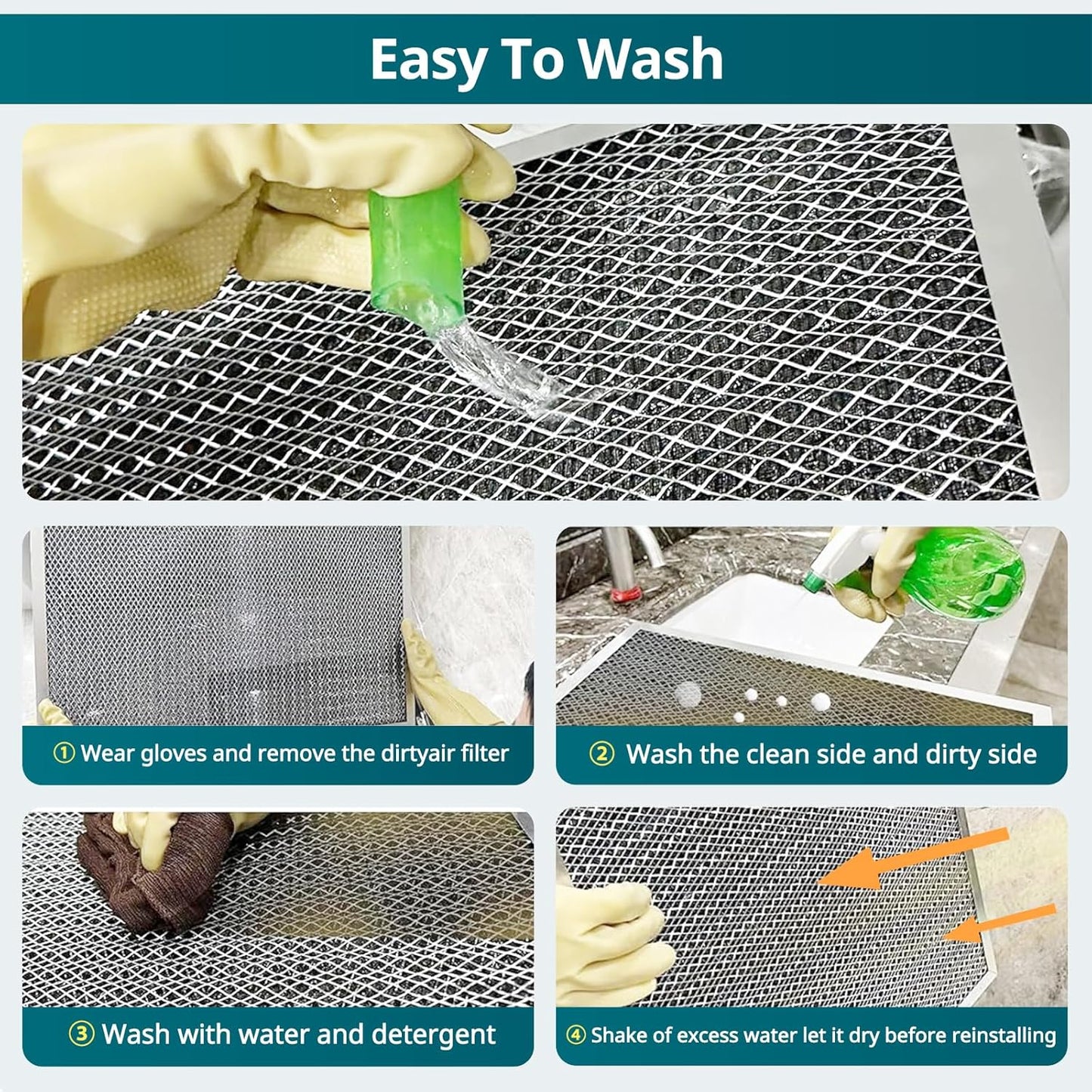 Torjim 12x12x1 MERV8 Washable & Reusable Electrostatic Air Filter - AC/HVAC Furnace Filter, Permanent, Easy Install