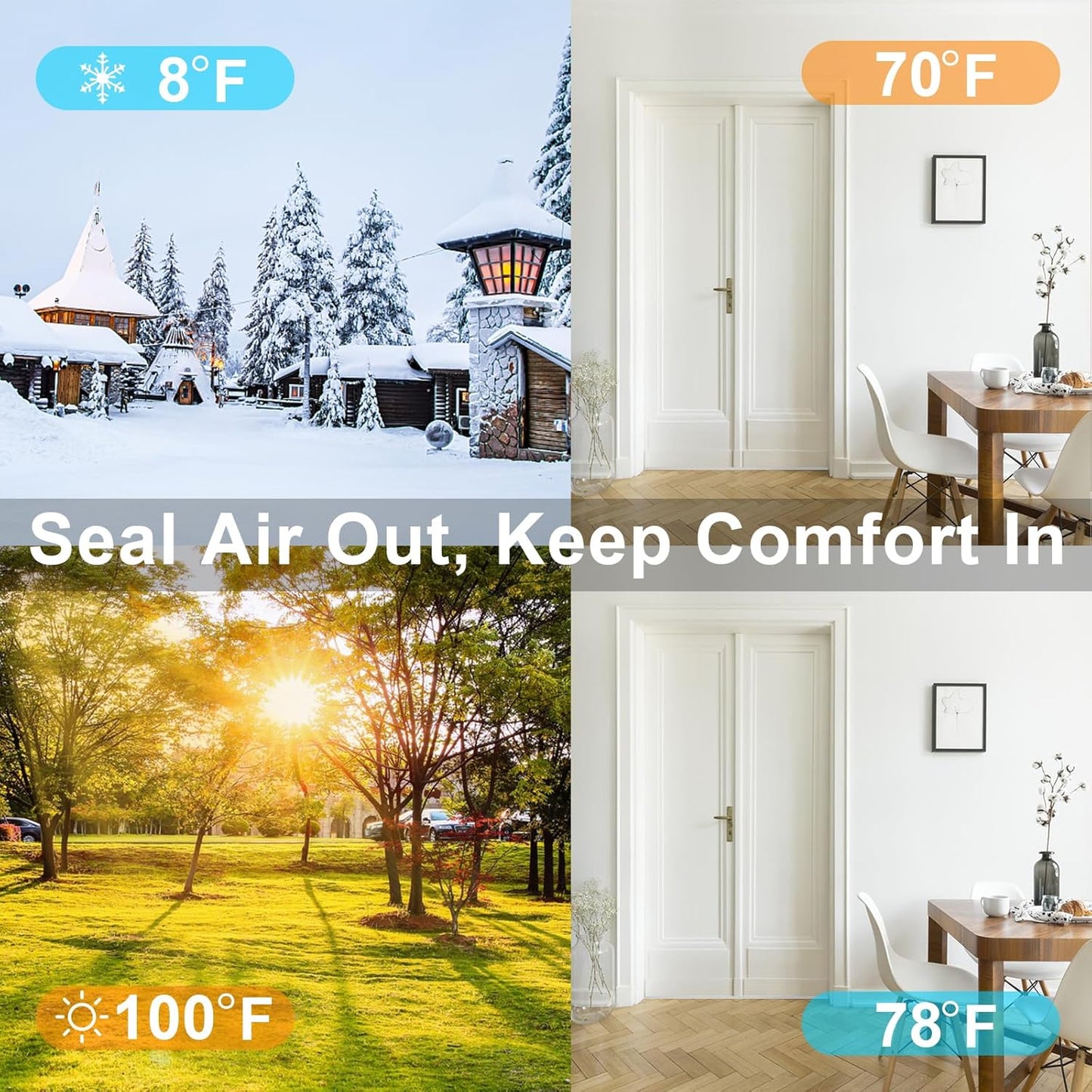 High Density Foam Weather Stripping Door Seal Strip Insulation Tape Roll for Insulating Door Frame, Window, Air Conditioner Self Adhesive Sealing Weatherstrip Dustproof (1 in x 1/2 in x 40 Ft)