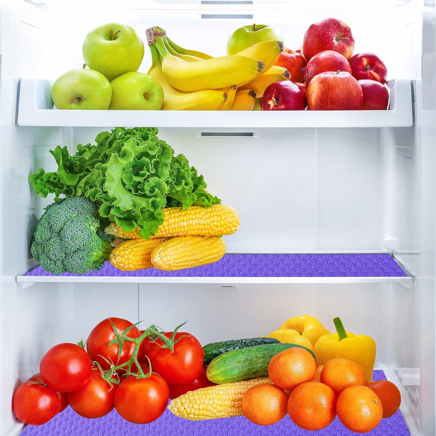 8Pcs Refrigerator Liners, Washable Fridge Liner Mats Covers Pads for Glass Shelf Cupboard Cabinet Drawer Home Kitchen Accessories Organization (Purple)