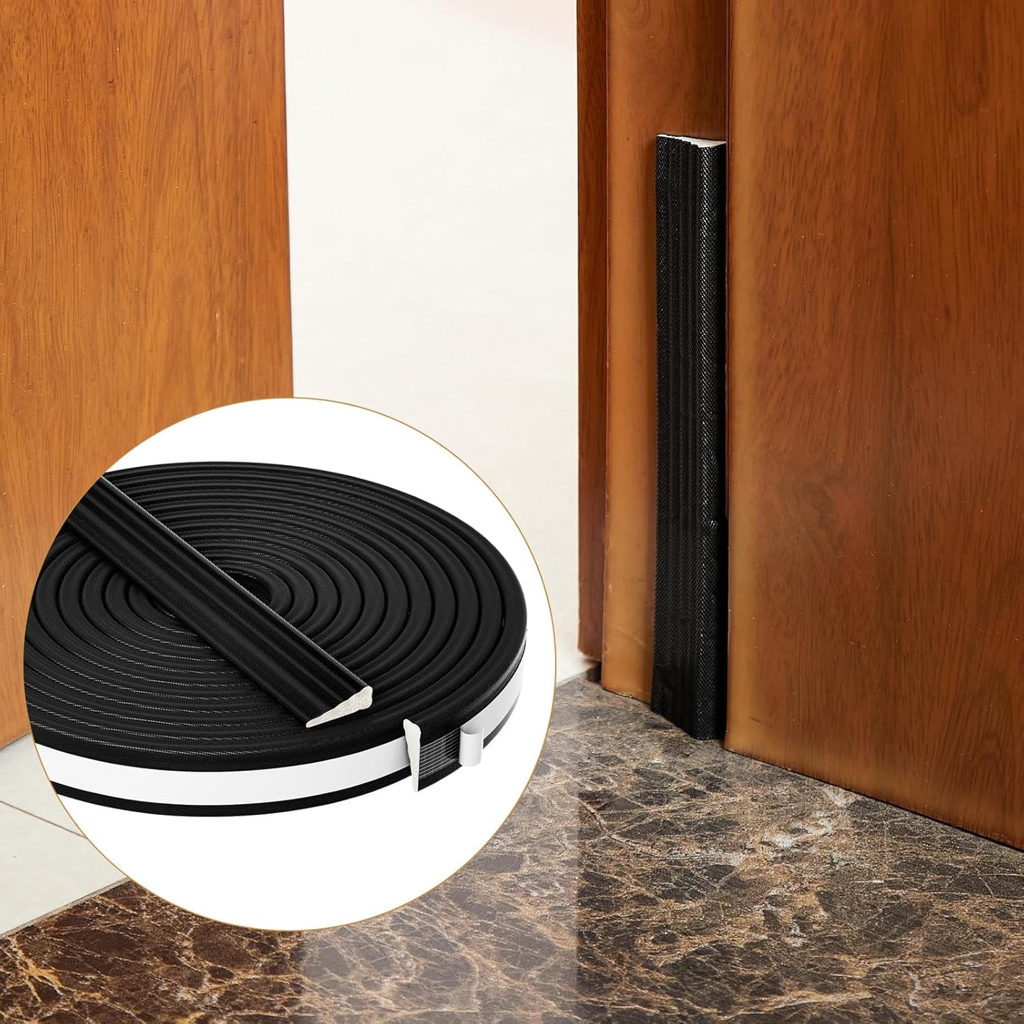 QDiShi 196" Wedge-Shape Weather Stripping Door Seal Weatherproof Foam Seals Self Adhesive Insulation Anti-Collision Strip Soundproofing Frame Insulation Tape Fits 0.13-0.31" Gaps(Black)