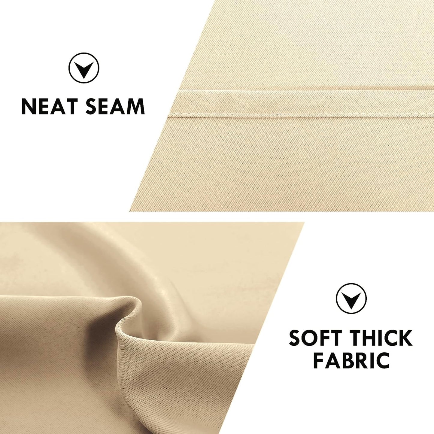 DWCN Blackout Curtains Room Darkening Thermal Insulated Bedroom Curtains Window Curtain Panels, 42 x 84 inches Long, Set of 2 Beige Rod Pocket Drapes