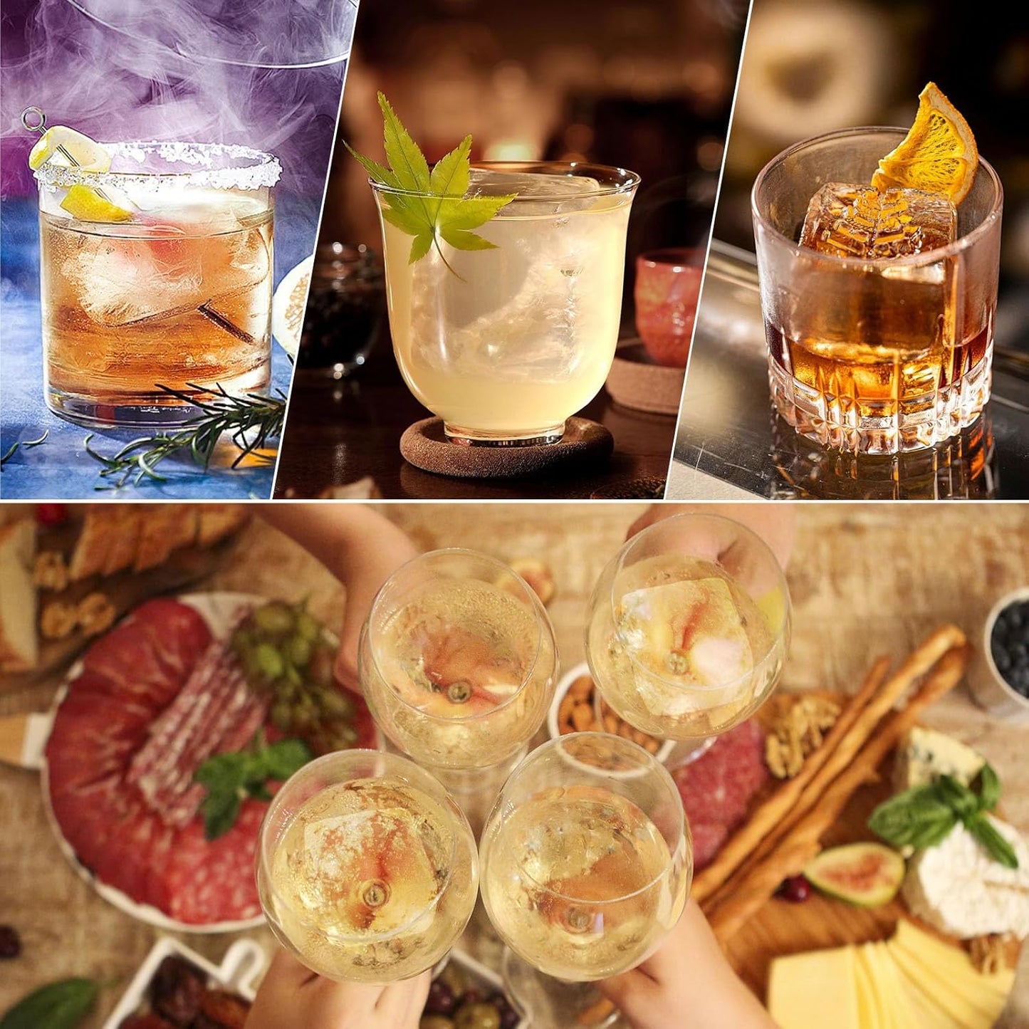 2 Pack Silicone 2 Inch Large Ice Cube Molds for Cocktails Wine Fruit and Bourbon Whiskey Easy Release Ice Cube Tray with Lid Ideal for Cold Drinks and Entertaining Gatherings (Grey)