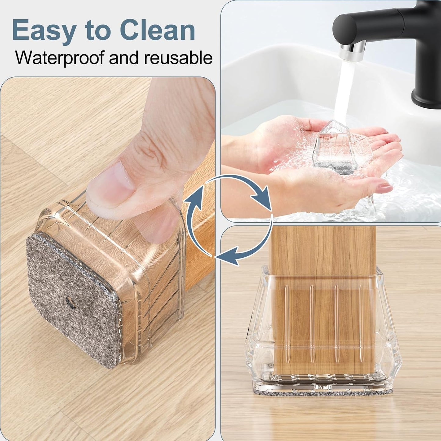 24PCS Square Chair Leg Floor Protectors for Hardwood Floors, Thicken Rubber Chair Leg Cap Covers, Non Slip Furniture Leg Pads to Protect Wood Tile Floors from Scratches and Reduce Noise