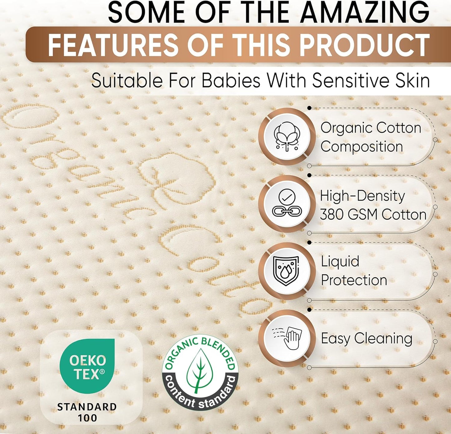 Crib Luxury Organic Cotton Mattress Protector - Skin Friendly, Waterproof, Breathable & Absorbent Crib Mattress Pad - Premium Protector for Baby and Toddler Beds - Fitted for Standard Baby Crib Size