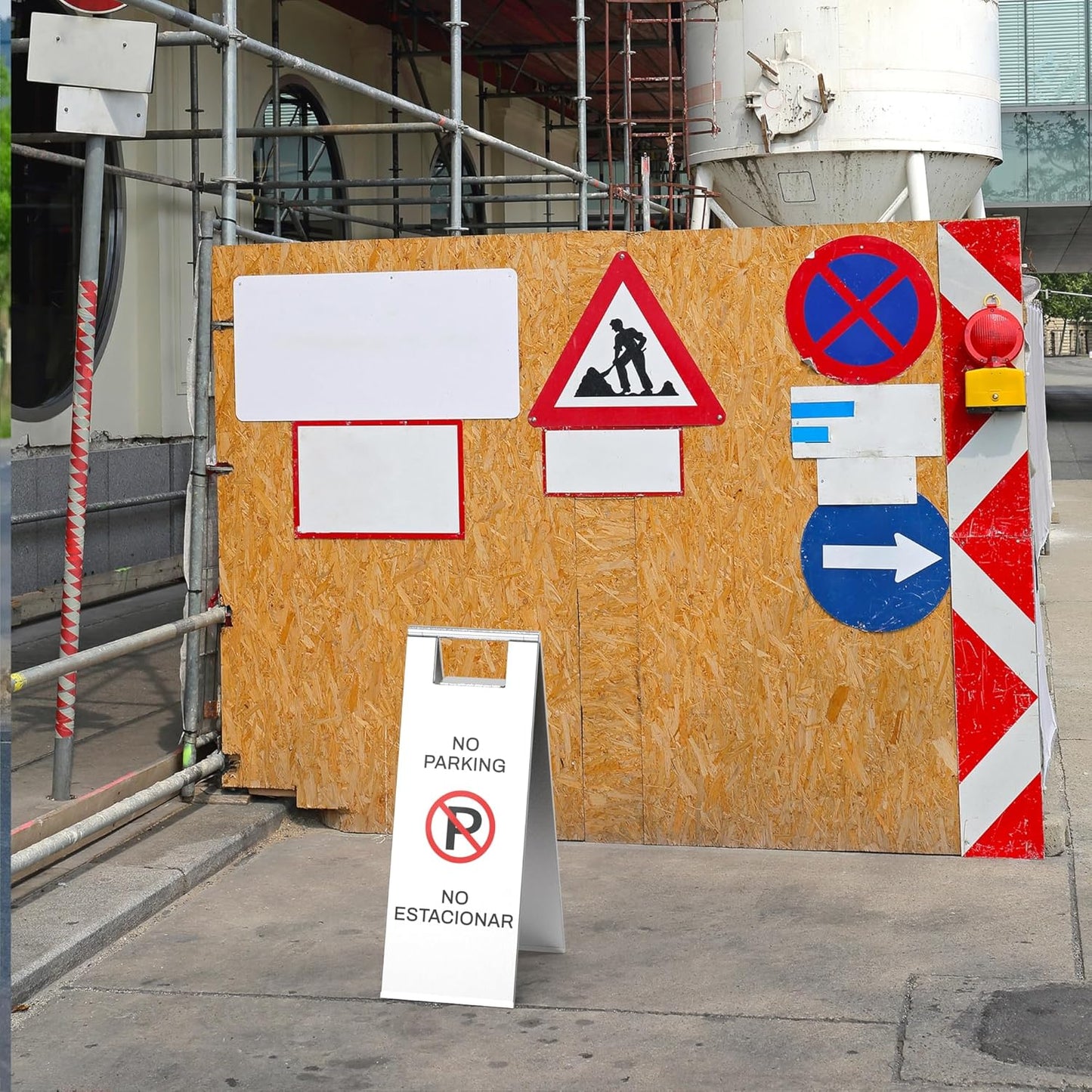 Stainless Steel No Parking Sign Portable Foldable Handle 2-Pack (Silver)