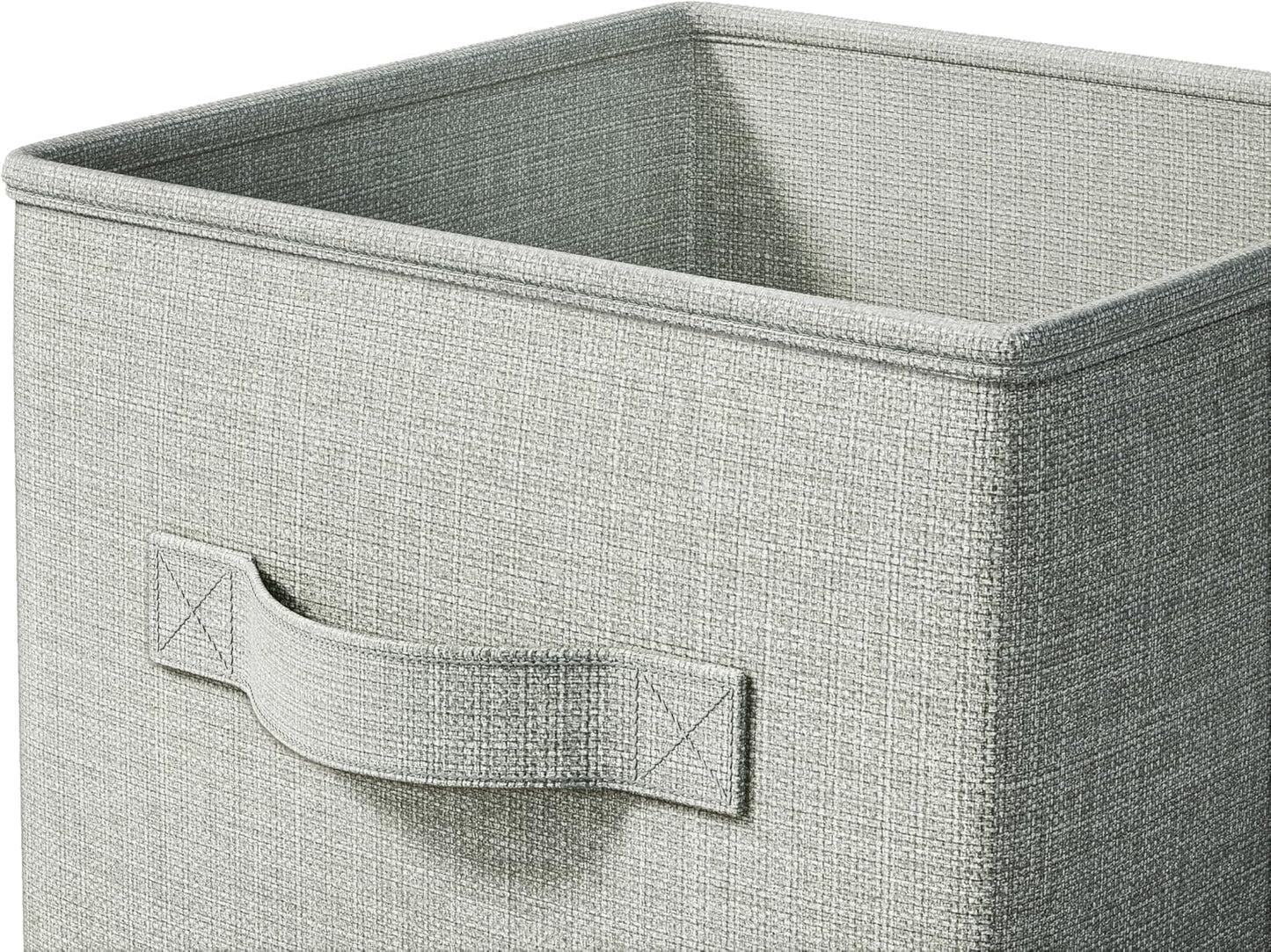 4 Pack Foldable Fabric Closet Storage Bins, 11Inch Organizer Cubes with Handles, Linen Storage Boxes for Clothes, Toys, Books and Home Organization,Gray