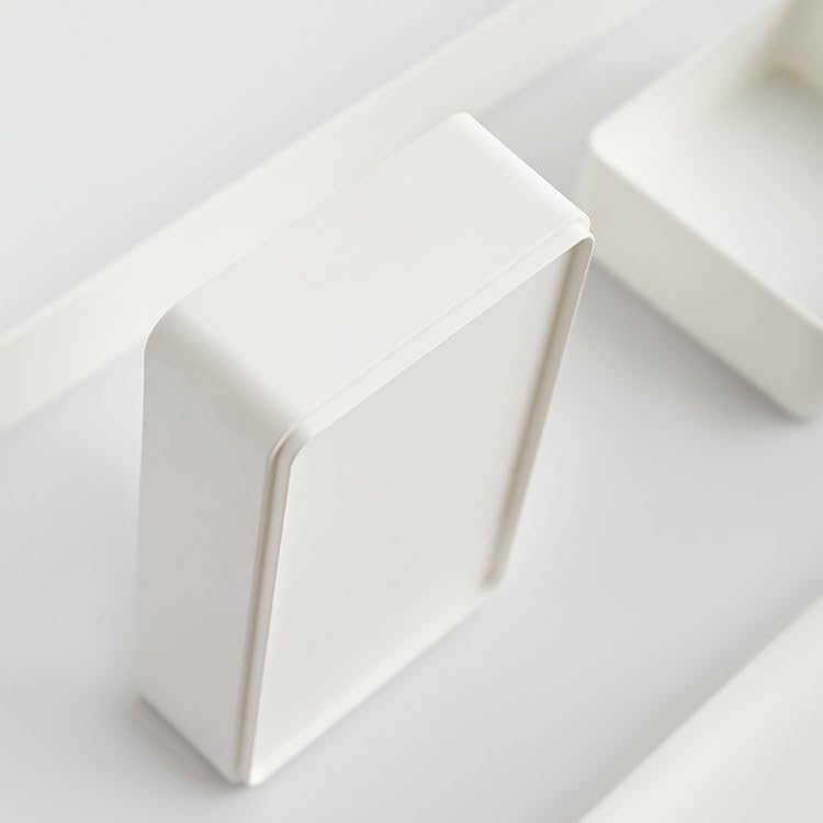 RAUVOLFIA Plastic Stackable Office Desk Drawer Organizers,Multi-size Trays,Small Makeup Vanity Storage Bins and Office Desk Drawer Dividers (White-5 Pack)