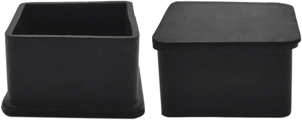 Flyshop Heavy Duty Non-Slip Rubber Leg Tips Floor Protectors Square Chair Leg Caps 50 x 50 mm, 2" x 2", Black, 20PCS