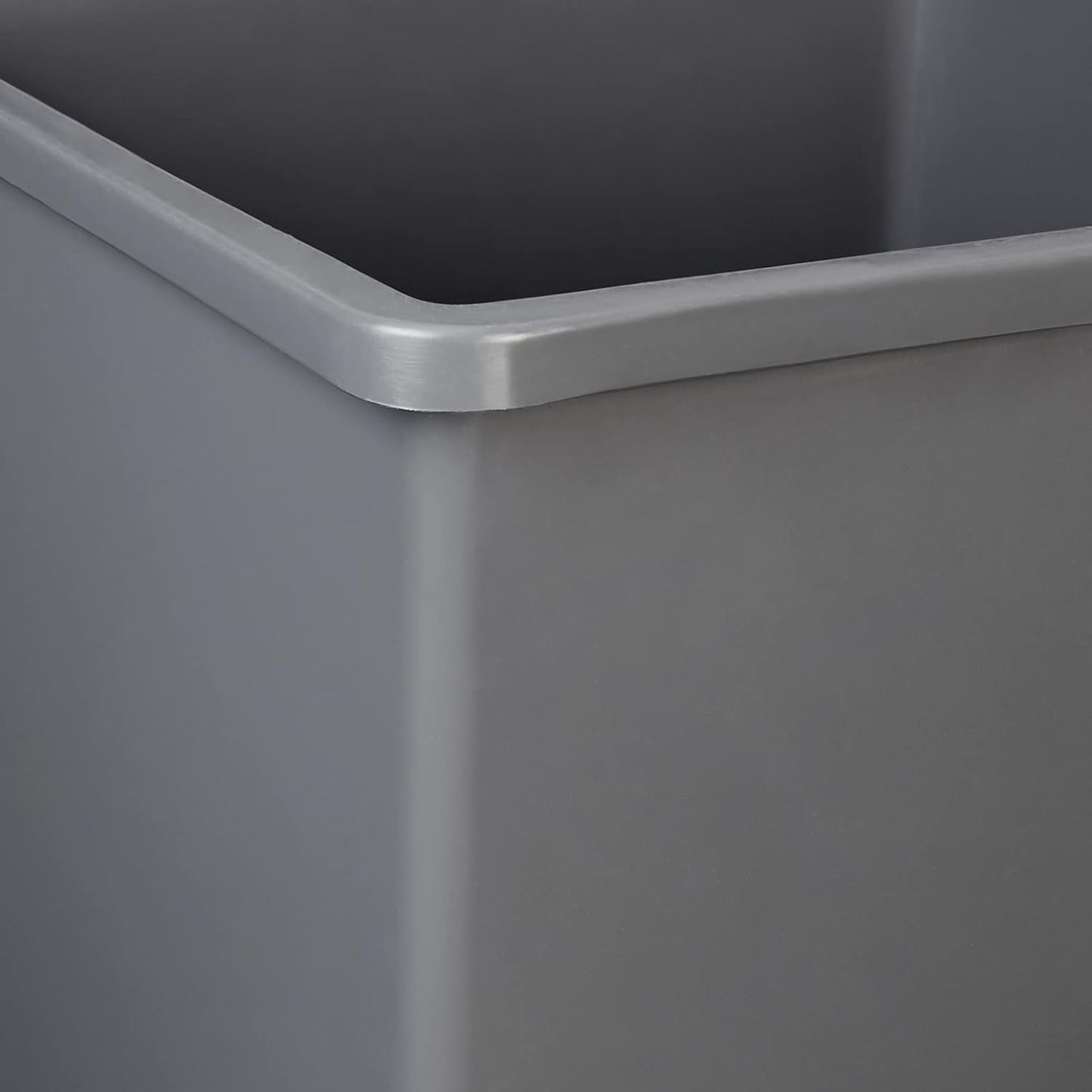 Amazon Basics Square Waste Container Open Top Wastebasket, Plastic Bins, 25 gallons, Grey, (Pack of 2)