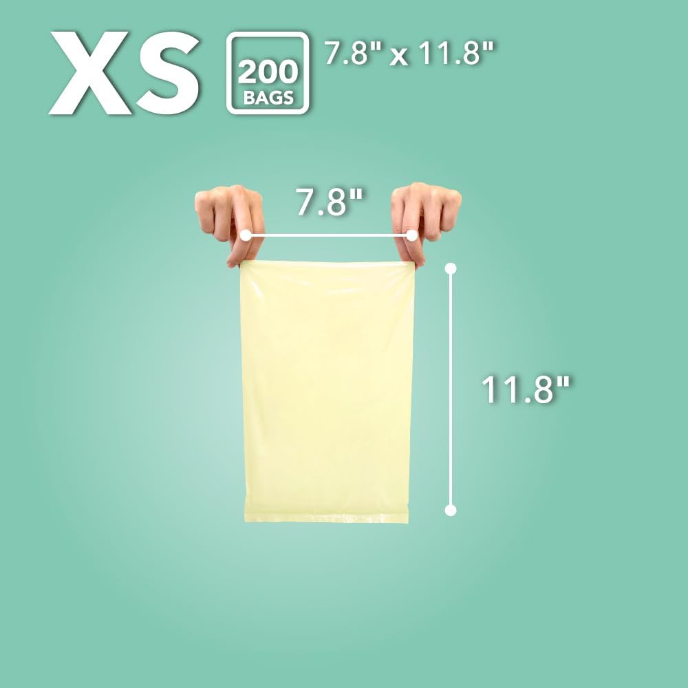 BOS, Odor-Sealing Dirty Diaper Trash Bags - Disposable Bags - Scent & Smell Free, 200Bags, (Color: Cream Yellow) (Pack of 1)