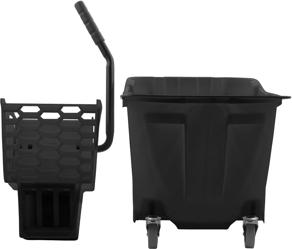 Carlisle FoodService Products Omnifit Mop Bucket with Side Press Wringer for Floor Cleaning, Kitchens, Restaurants, Office, And Janitorial Use, Polypropylene (Pp), 35 Quarts, Black