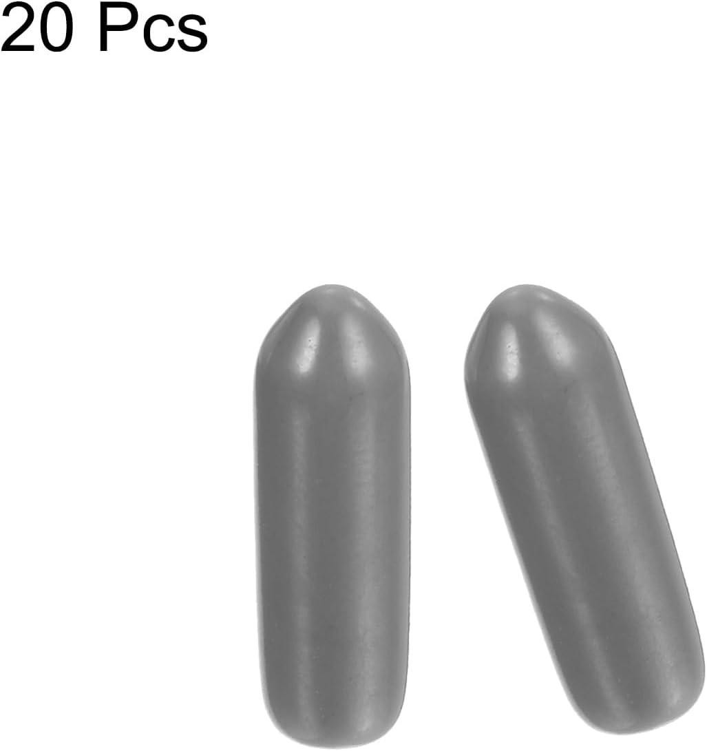 uxcell 20pcs Rubber End Caps Protective Caps 3.5mm ID Vinyl PVC Round Tube Bolt Cap Cover Screw Thread Protectors, Light Grey