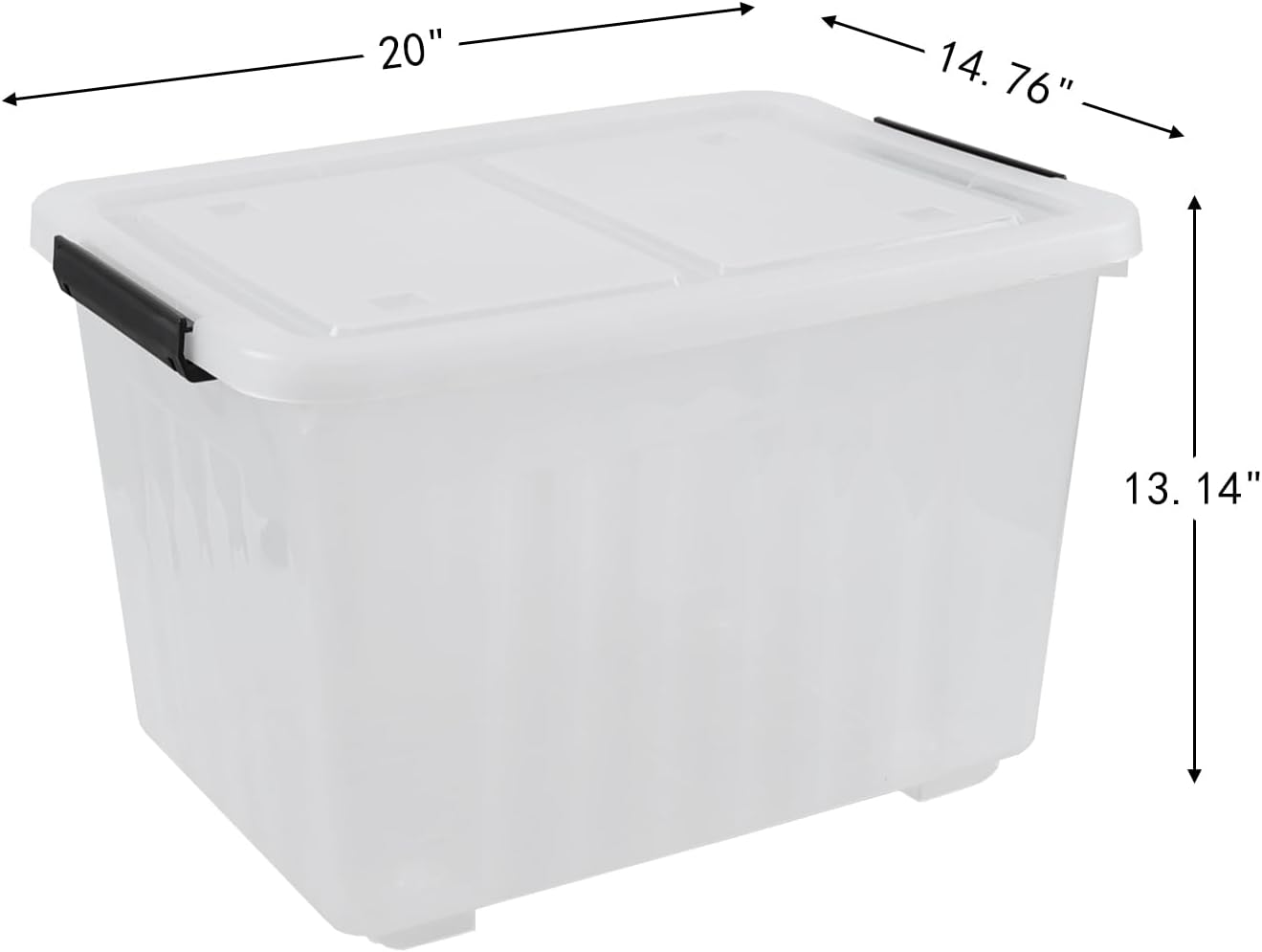 50 Quart Clear Storage Container with Lids and Wheels, 4-Pack Clear Plastic Latching Bins