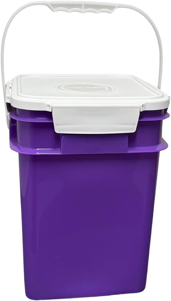 House Naturals 4 Gallon Square Food Grade Bucket Pail with Plastic Handles and Lid (Pack of 3) Made in USA containers (Yellow/Purple/Dark Green)