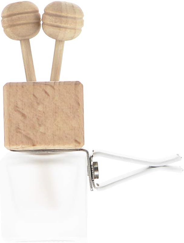 20 Pack,8ml Matte Glass Car Air Freshener Perfume Clip Diffuser,Empty Essential Oil Perfume Vials Diffuser Vent Outlet,Thick Glass Ornament with Wooden Caps,Free Funnel,Dropper