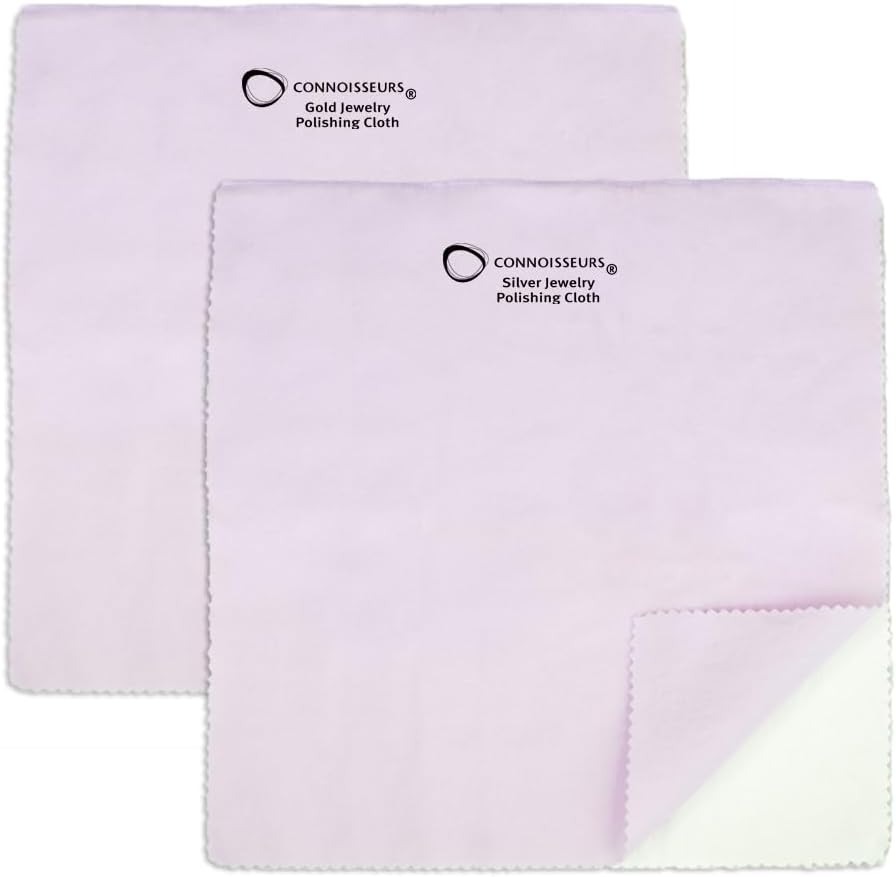 CONNOISSEURS Premium Edition Extra Large Polishing Cloth Bundle for Silver & Gold Jewelry - Ultrasoft Fabric with Anti-Tarnish Formula - (2 Pack) 14x14 Inches