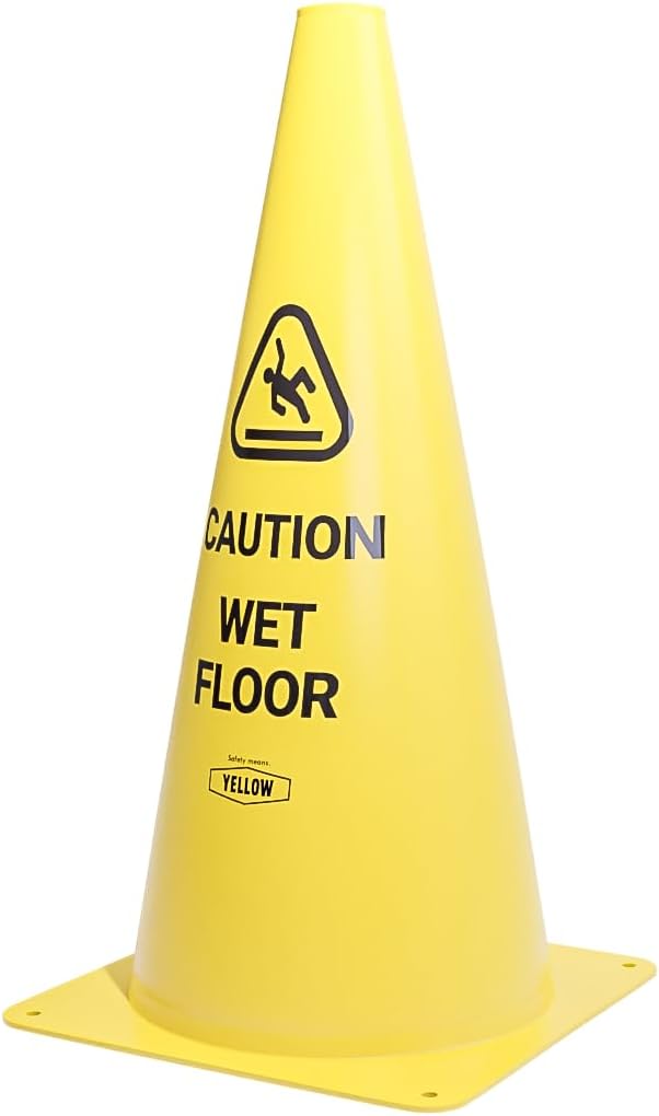 Yellow Safety® Commercial 19 Inch "Caution Wet Floor" Sign Cone, 4 ct., Easy to Use and Store