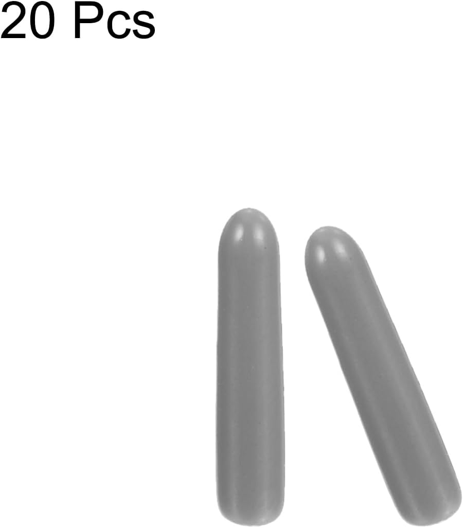 uxcell 20pcs Rubber End Caps Protective Caps 1.5mm ID Vinyl PVC Round Tube Bolt Cap Cover Screw Thread Protectors, Light Grey