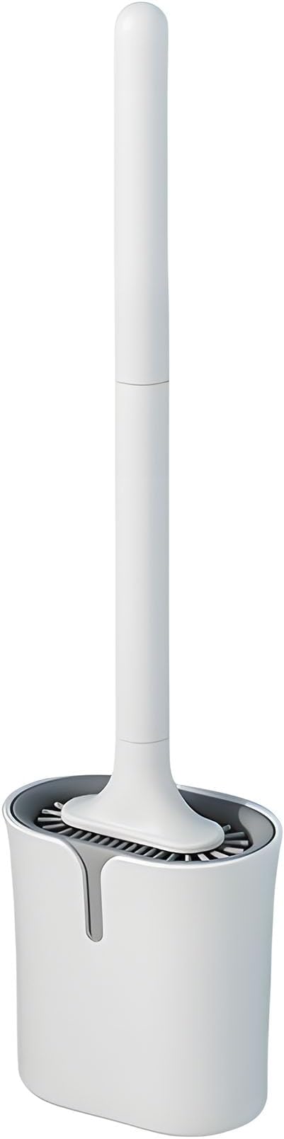 Silicone RV Toilet Bowl Brush and Holder Set, Wall Mount Camper Toilet Brush for Travel Trailer/Camper Bathrooms, Convenient for Cleaning Toilet and Cracks. (Gray-White)