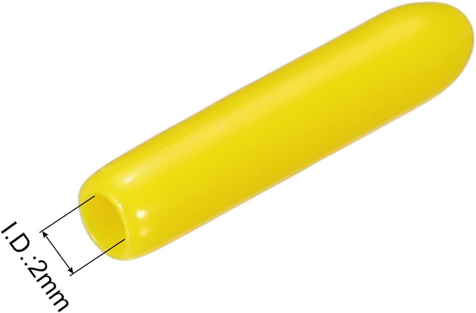 uxcell 20pcs Rubber End Caps 2mm ID Vinyl PVC Round Tube Bolt Cap Cover Screw Thread Protectors Yellow
