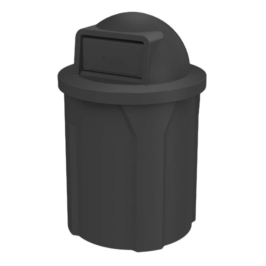 42 Gallon Circle 100% Recycled Plastic Heavy Duty Indoor or Outdoor Commercial Trash Can with Push Open Dome Lid and Internal Liner - Great for Schools and Businesses - Black