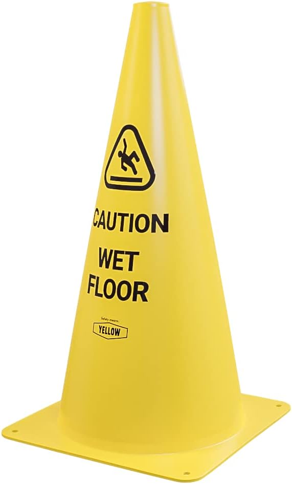 Yellow Safety® Commercial 15 Inch "Caution Wet Floor" Sign Cone, 4 ct., Easy to Use and Store