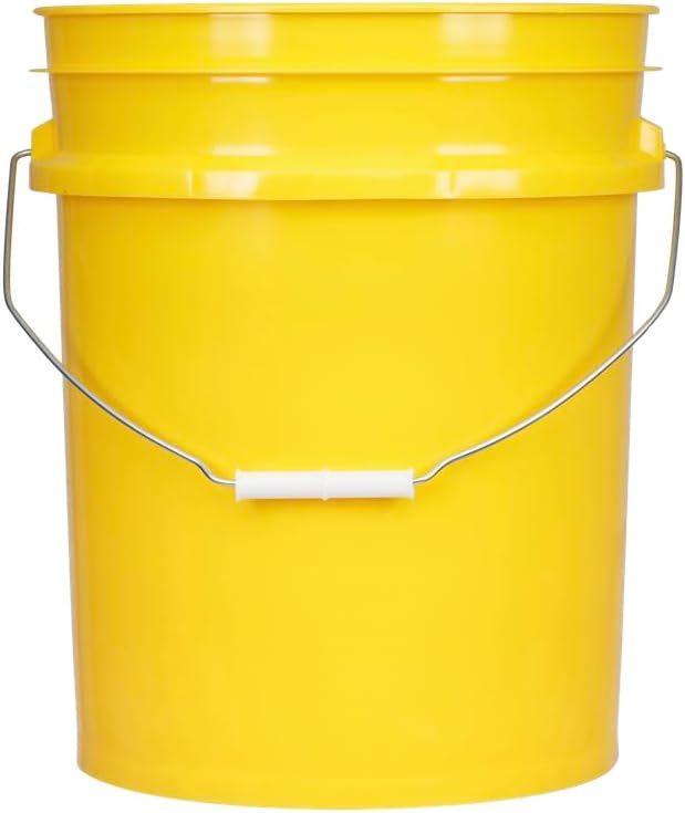 House Naturals 5 Gallon Premium HPDE Plastic Bucket - Made in USA Food Grade Storage Container, BPA Free All Purpose Pail (3, Yellow)