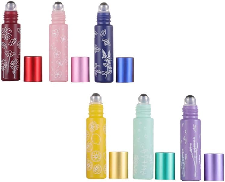 10 Pcs Pink Glass Essential Oil Roller Bottles, 10ml Refillable Roll-on Bottles with Stainless Steel Roller Balls for Travel, Aromatherapy, Lip Balms