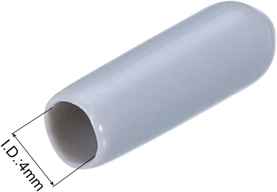 uxcell 20pcs Rubber End Caps 4mm ID Vinyl PVC Round Tube Bolt Cap Cover Screw Thread Protectors Grey