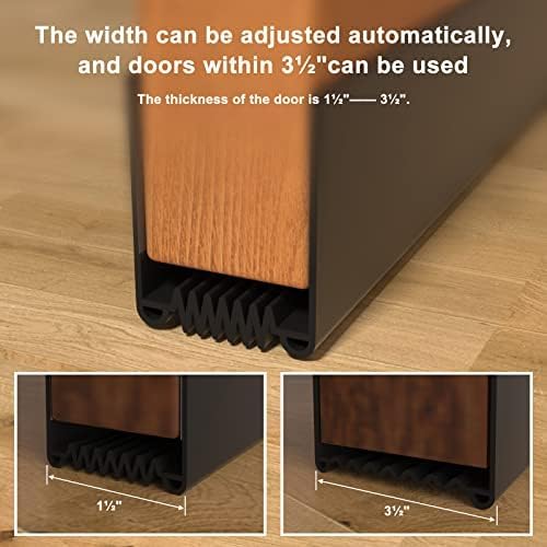 Door Draft Stopper, 39” Length Cuttable Weather Stripping Door Seal, Strong Adhesive Door Sweep for Exterior and Interior Doors (1, Black)