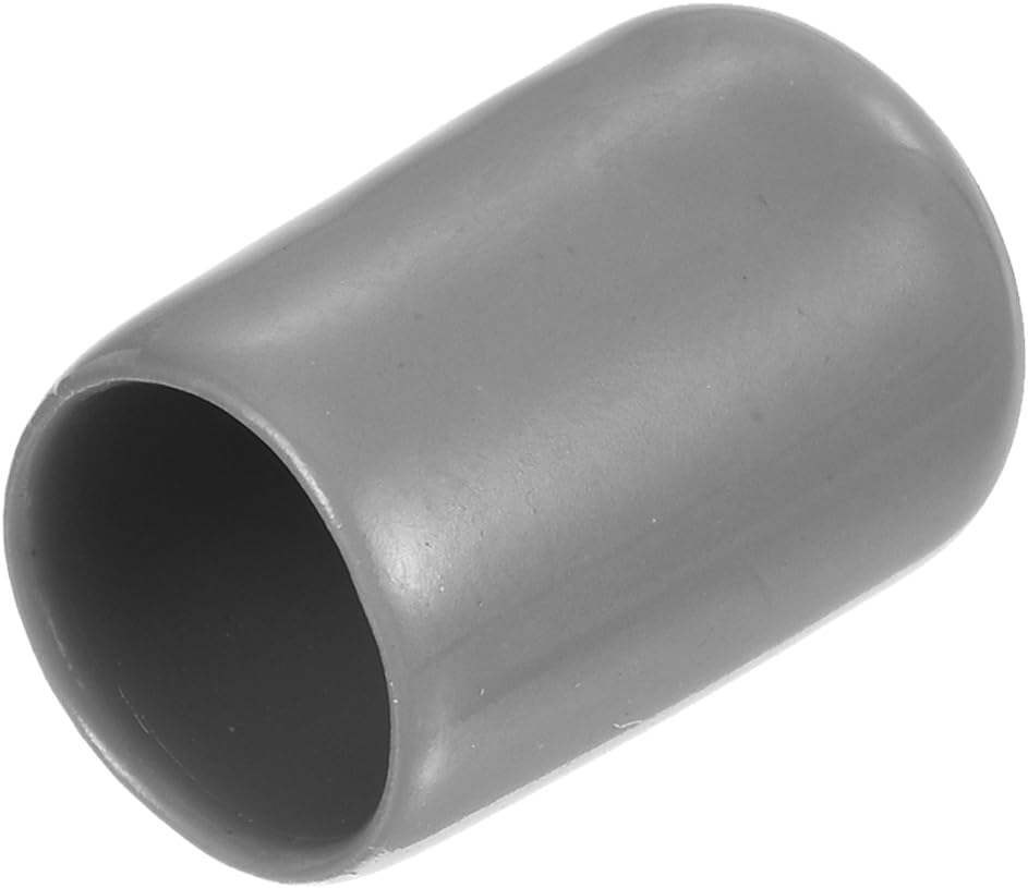 uxcell 20pcs Rubber End Caps Protective Caps 13mm ID Vinyl PVC Round Tube Bolt Cap Cover Screw Thread Protectors, Light Grey