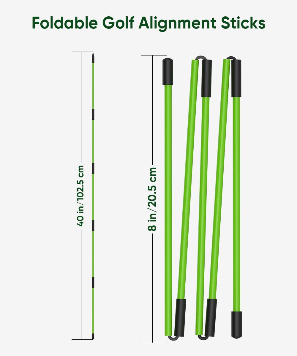 BKF Golf Alignment Sticks and Angle Holder Set with Portable Bag, Golf Swing Trainer, Golf Training Practice Teaching Aid and Equipment, Golf Accessories Gifts for Man
